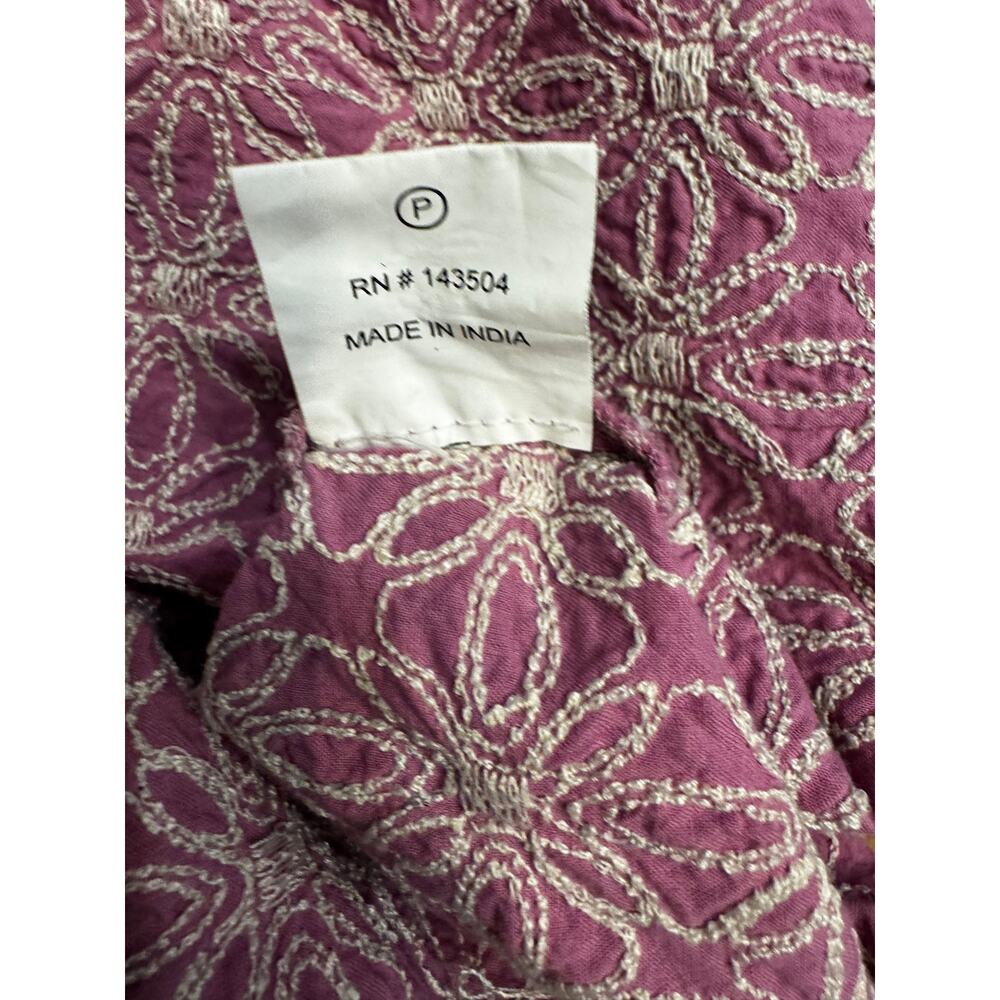 Marie Oliver Dusty Rose Embroidered Cotton Blouse Ruffle Sleeve Boho Medium - Picture 7 of 7